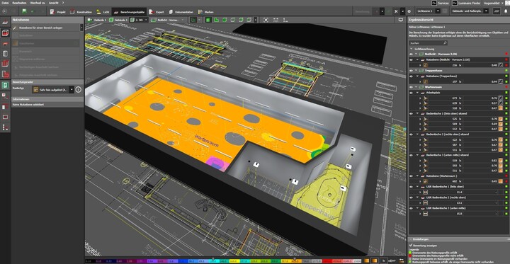 Lighting calculation with dialux